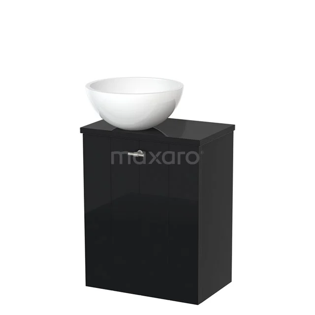 Toiletmeubel met Waskom Mineraalmarmer Glanzend Modulo Hoogglans Zwart 41 cm TMK10-04853