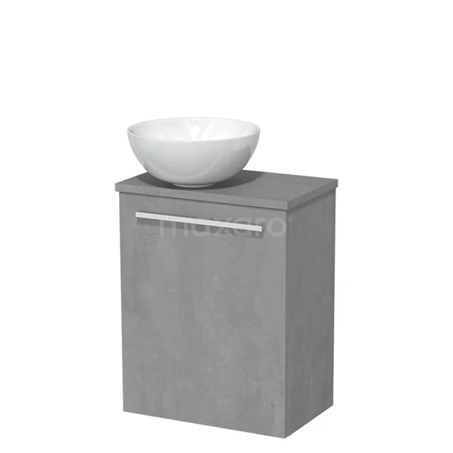 Toilet unit with wash basin | 41 cm Light grey concrete Flat front High-gloss white Ceramic countertop wash basin Light grey concrete worktop TMK10-04904