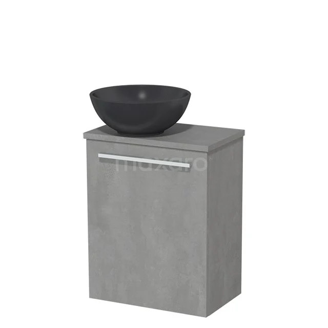 Toilet unit with wash basin | 41 cm Light grey concrete Flat front Matte black Quartz wash basin Light grey concrete worktop TMK10-04909