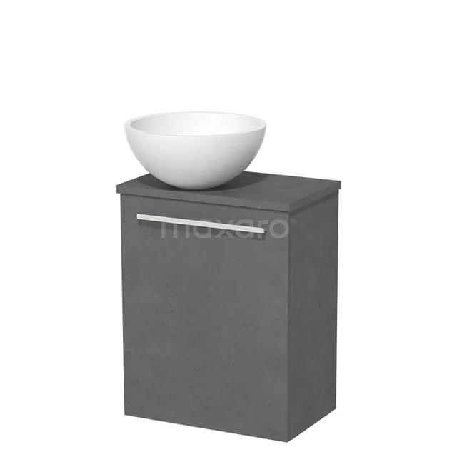 Toilet unit with wash basin | 41 cm Dark grey concrete Flat front Matte white Solidtop wash basin Dark grey concrete worktop TMK10-04914