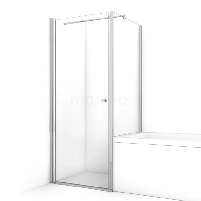 Glass shower screen with sleek aluminium frame, perfect for a modern bathroom. Suitable for installation next to a bathtub.