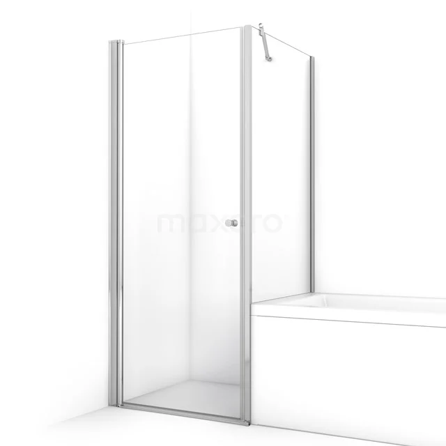 Duschkabine mit Badewannenaufsatz 80x75cm aus klarem Sicherheitsglas mit Drehtür BC-0708011 Duschkabine mit Klarglas und silbernen Aluminiumprofilen, modernes Design, ideal für kompakte Bäder.