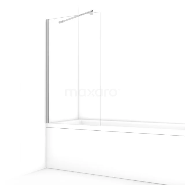 Zirkon Comfort Badewannenaufsatz | 75 cm Chrom Klarglas BW-07511 Weiße Glas-Badewannenaufsatz mit schmalem Aluminiumrahmen, ideal für ein modernes Badezimmer. Geeignet für die Montage auf einem Standard-Bad.