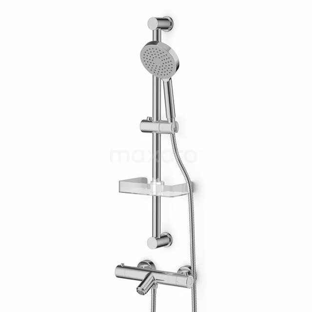 Balance Badewannenarmatur Exposed | Chrom Thermostatisch mit Handbrause BSC-0303-00000 Chromfarbener Duschkopfset mit verstellbarer Gleithalterung, zwei Duschkörben und modernem Design, perfekt für jedes Badezimmer.