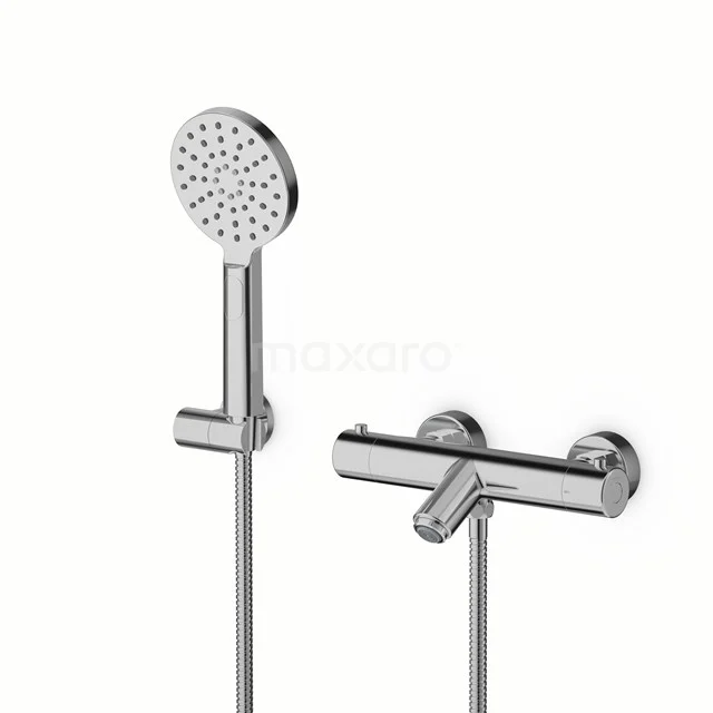 Chromatische thermostatische Duscharmatur Set mit runder Handbrause, ideal für moderne Bäder, einschließlich Anti-Kalk Wasserabflüsse.