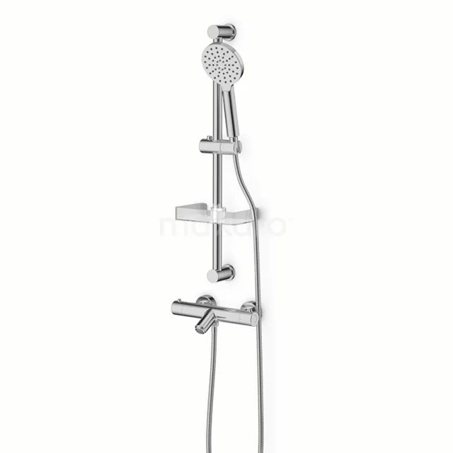 Balance Badewannenarmatur Exposed | Chrom Thermostatisch mit Handbrause BSC-0303-00005 Verstellbare chromatische Duschset mit Handbrause und Gleitschiene, ideal für eine moderne Badezimmergestaltung.