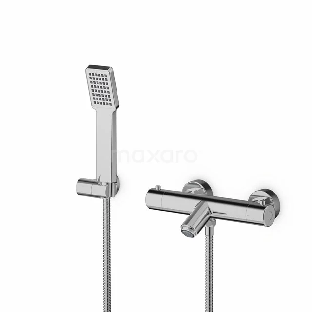 Balance Badewannenarmatur Exposed | Chrom Thermostatisch mit Handbrause BSC-0303-00010 Moderne chromatische thermostatische Badmischbatterie mit rechteckiger Handbrause, ideal für stilvolle Badezimmergestaltung.