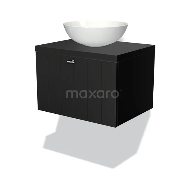 Black bathroom furniture set with white countertop wash basin, modern design, floating model, perfect for stylish bathroom spaces.