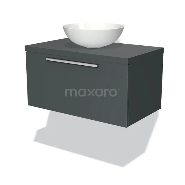 Modulo Plato Vanity units for countertop basin | 80 cm Dark grey Flat front Dark grey worktop 1 drawer BMK11-00072