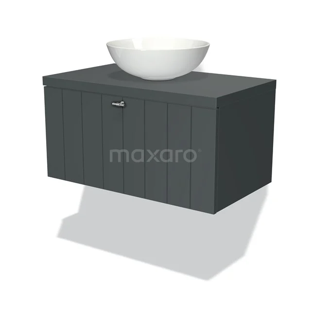 Modulo Plato Vanity units for countertop basin | 80 cm Dark grey Slat front Dark grey worktop 1 drawer BMK11-00073