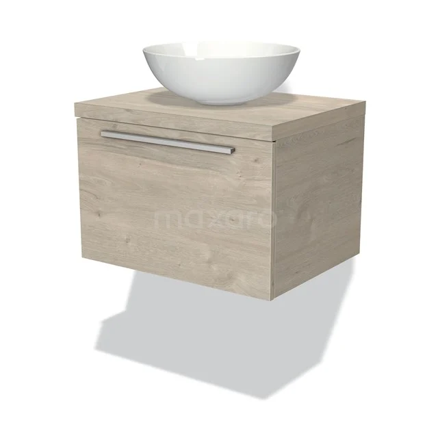 Modulo Plato Vanity units for countertop basin | 60 cm Light grey oak Flat front Light grey oak worktop 1 drawer BMK11-00081