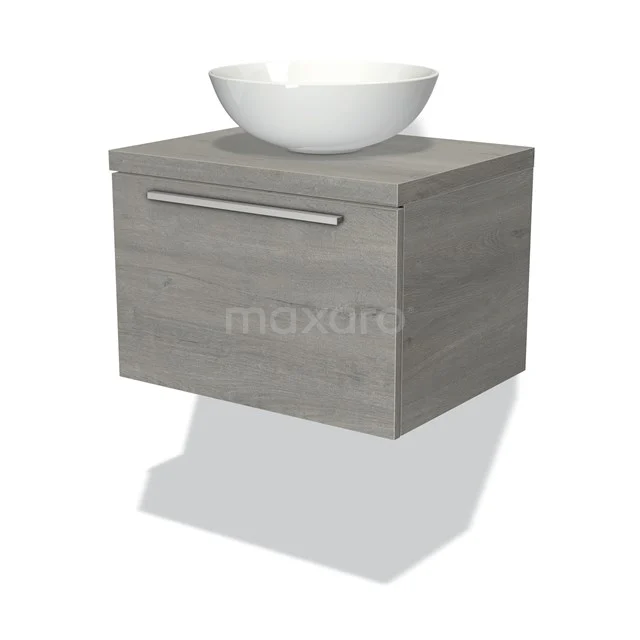 Modulo Plato Vanity units for countertop basin | 60 cm Grey oak Flat front Grey oak worktop 1 drawer BMK11-00113