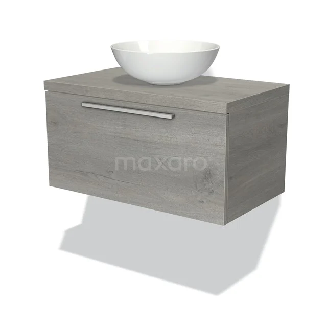 Modulo Plato Vanity units for countertop basin | 80 cm Grey oak Flat front Grey oak worktop 1 drawer BMK11-0128