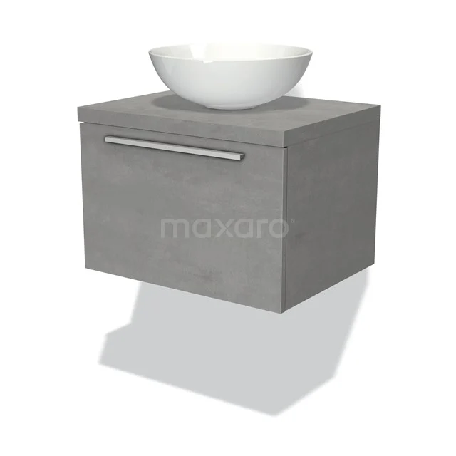 Modulo Plato Vanity units for countertop basin | 60 cm Light grey concrete Flat front Light grey concrete worktop 1 drawer BMK11-00121
