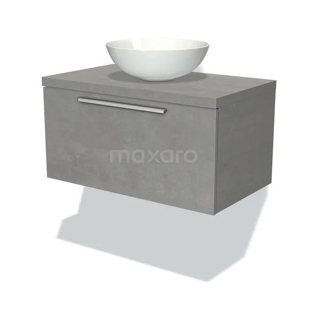 Modulo Plato Vanity units for countertop basin | 80 cm Light grey concrete Flat front Light grey concrete worktop 1 drawer BMK11-00122