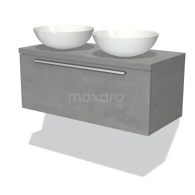 Modulo Plato Vanity units for countertop basin | 100 cm Light grey concrete Flat front Light grey concrete worktop 1 drawer BMK11-00123