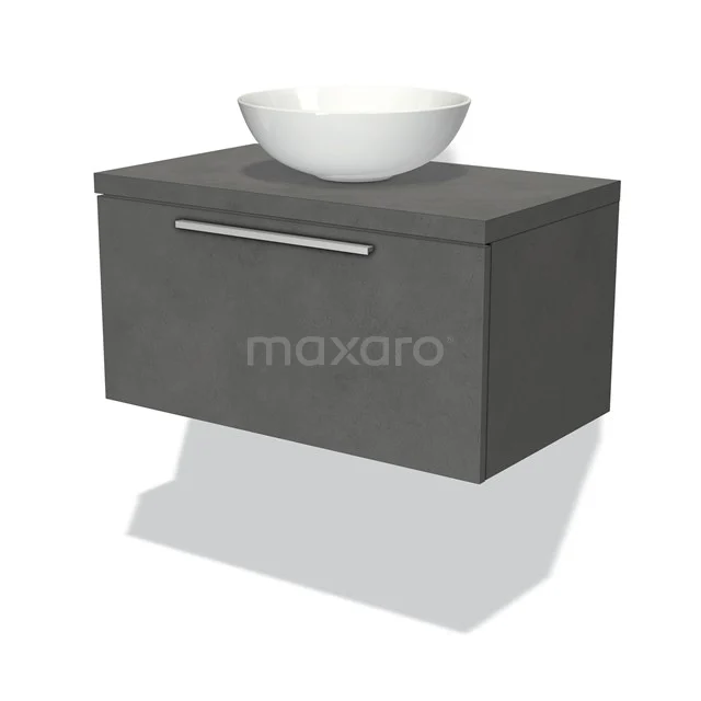 Modulo Plato Vanity units for countertop basin | 80 cm Dark grey concrete Flat front Dark grey concrete worktop 1 drawer BMK11-00126