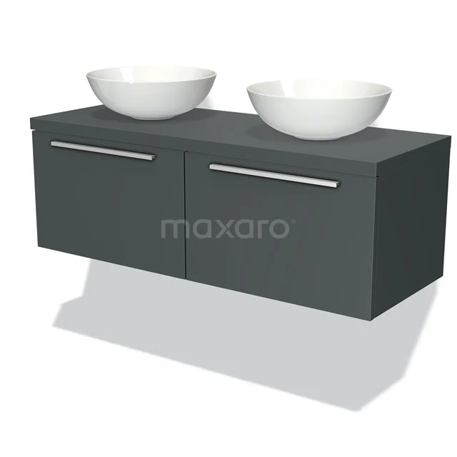 Modulo Plato Vanity units for countertop basin | 120 cm Dark grey Flat front Dark grey worktop 2 Side-by-side drawers BMK12-00078
