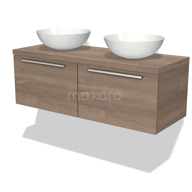Modulo Plato Vanity units for countertop basin | 120 cm Mid brown oak Flat front Mid brown oak worktop 2 Side-by-side drawers BMK12-00089