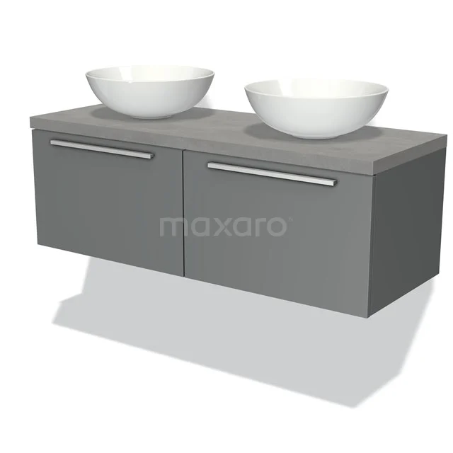 Modulo Plato Vanity units for countertop basin | 120 cm Mid grey Flat front Light grey concrete worktop 2 Side-by-side drawers BMK12-00173