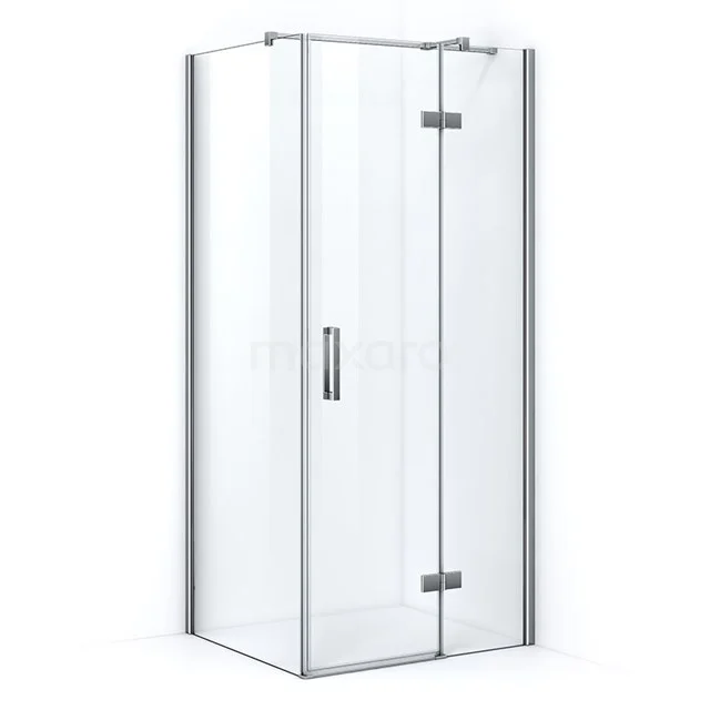 Pearl Shower enclosure | 80x80 cm Chrome Clear glass Pivot door Square CPB0853320C Glass shower enclosure, square design with chrome details, ideal for modern bathrooms.