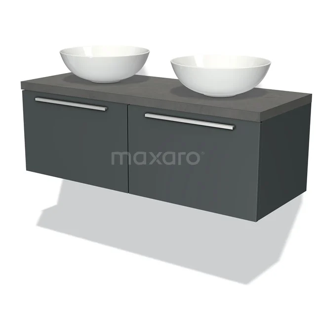 Modulo Plato Vanity units for countertop basin | 120 cm Dark grey Flat front Dark grey concrete worktop 2 Side-by-side drawers BMK12-00293