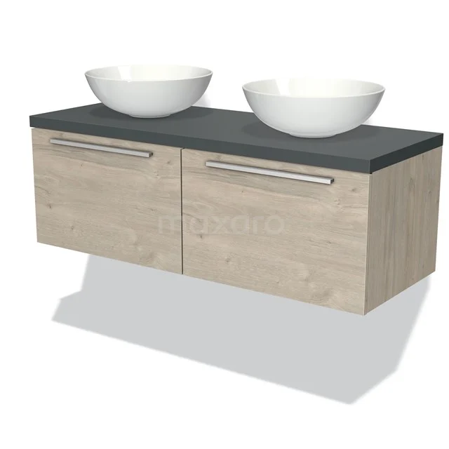 Modulo Plato Vanity units for countertop basin | 120 cm Light grey oak Flat front Dark grey worktop 2 Side-by-side drawers BMK12-00369
