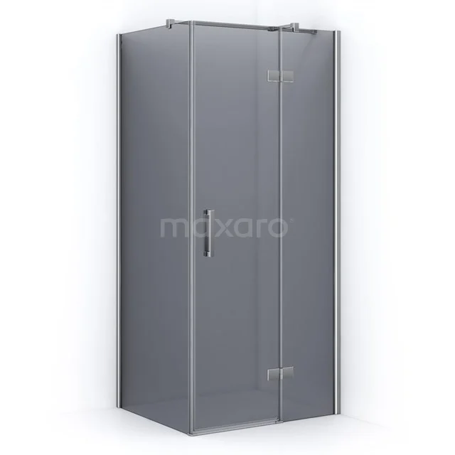 Pearl Shower enclosure | 90x90 cm Chrome Smoke glass Pivot door Square CPB0954321C Grey shower enclosure with sliding door, modern design, perfect for stylish bathroom design.