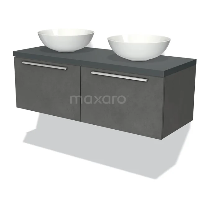 Modulo Plato Vanity units for countertop basin | 120 cm Dark grey concrete Flat front Dark grey worktop 2 Side-by-side drawers BMK12-00508
