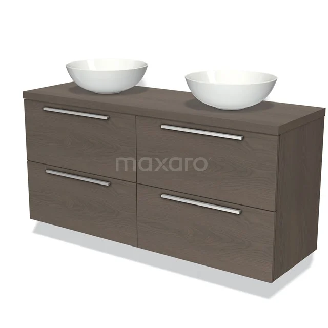 Modulo Plato Vanity units for countertop basin | 140 cm Dark brown oak Flat front Dark brown oak worktop 4 drawers BMK18-00091