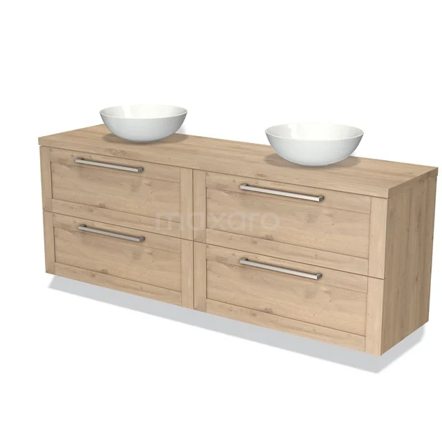 Modulo Plato Vanity units for countertop basin | 200 cm Light brown oak Frame front Light brown oak worktop 4 drawers BMK18-01969