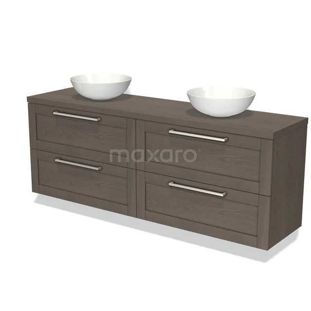 Modulo Plato Badkamermeubel voor waskom | 180 cm Bruin Kader front Donkerbruin eiken blad 4 lades BMK18-00110