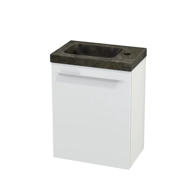 Toilet unit with Basin Natural stone Modulo+ Pico Matte white 40cm BMC001048 White bathroom unit with dark natural stone vanity unit with basin, compact design, ideal for small bathrooms.