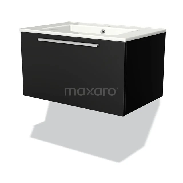 Modulo Vanity units with basin | 70 cm Matte black Flat front Ceramic 1 drawer BMW11-00628