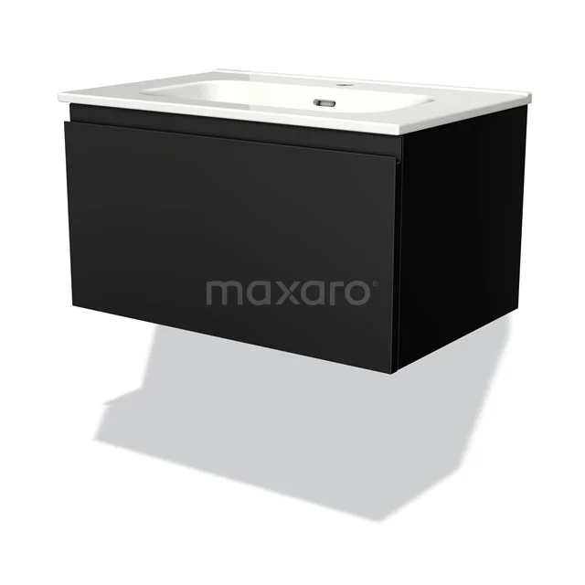 Modulo Vanity units with basin | 70 cm Matte black Handle-less front Ceramic 1 drawer BMW11-00643