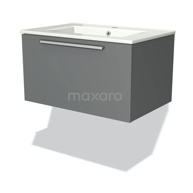 Modulo Vanity units with basin | 70 cm Mid grey Flat front Ceramic 1 drawer BMW11-00646