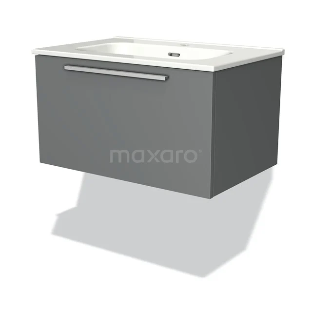 Modulo Vanity units with basin | 70 cm Mid grey Flat front Ceramic 1 drawer BMW11-00649