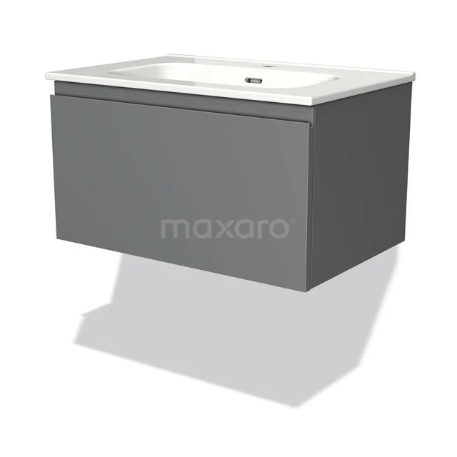 Modulo Vanity units with basin | 70 cm Mid grey Handle-less front Ceramic 1 drawer BMW11-00661