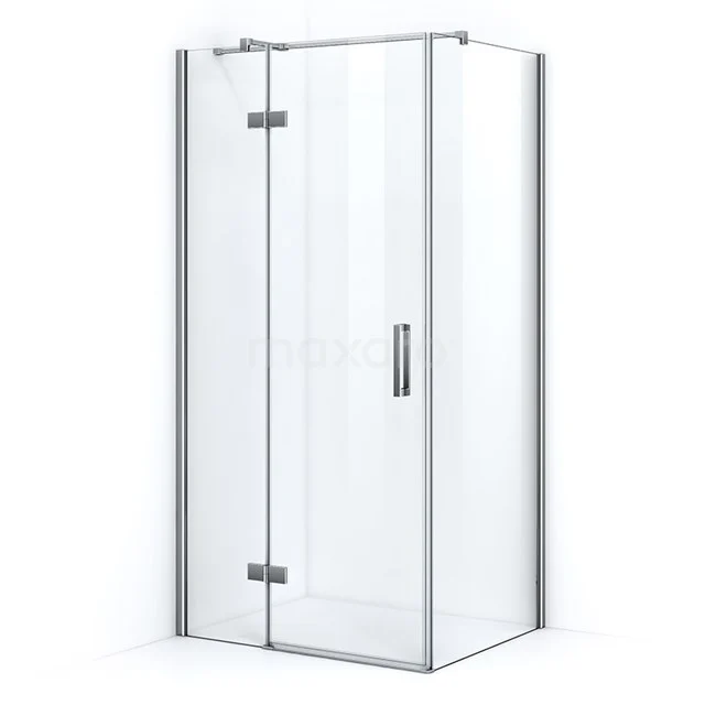 Pearl Duschkabine | 100x80 cm Chrom Drehtür Rechteck CPB0864310C Glas Duschkabine mit silberfarbenem Rahmen, Eckdesign und Drehtür, ideal für eine moderne Badezimmergestaltung.