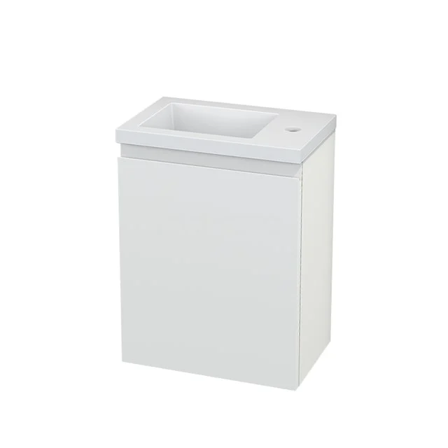 White bathroom unit with integrated square basin, compact design, ideal for modern bathrooms.