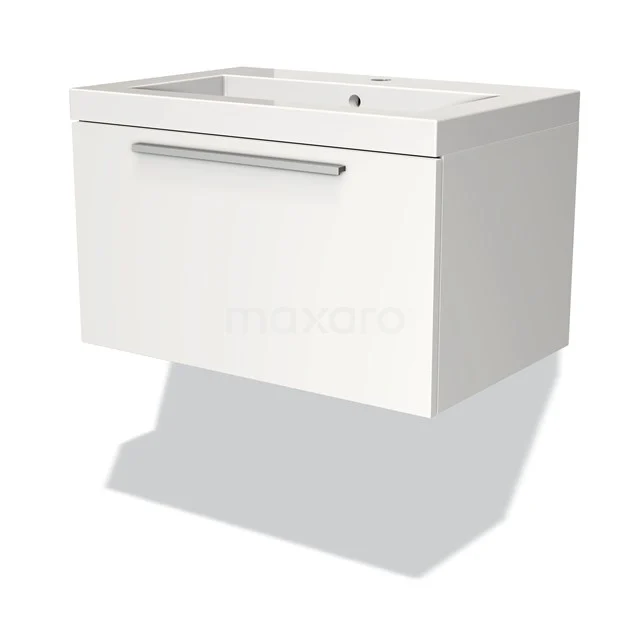 Modulo Vanity units with basin | 70 cm Matte white Flat front Mineral marble 1 drawer BMW11-00686