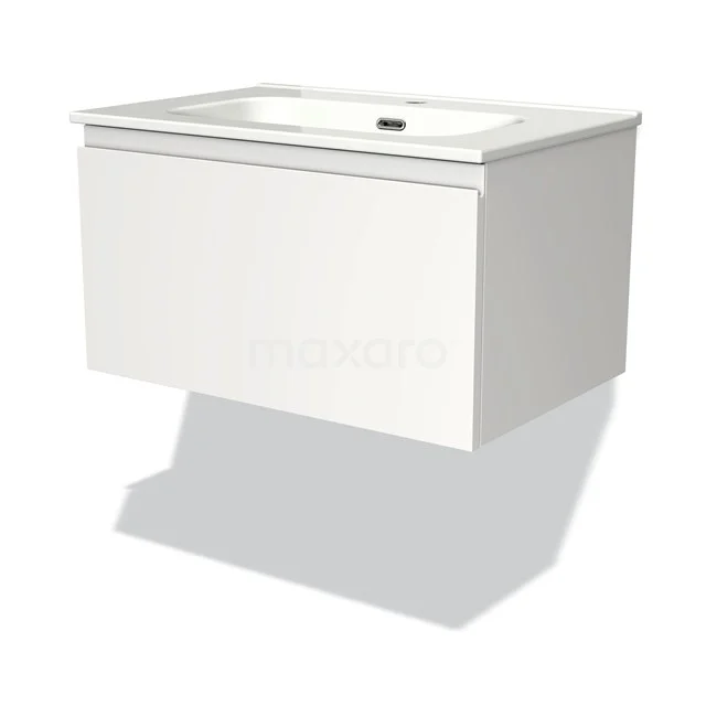 Modulo Vanity units with basin | 70 cm Matte white Handle-less front Ceramic 1 drawer BMW11-00697