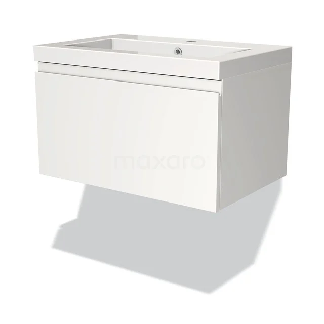 Modulo Vanity units with basin | 70 cm Matte white Handle-less front Mineral marble 1 drawer BMW11-00698