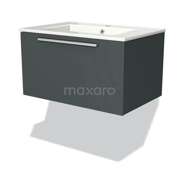 Modulo Vanity units with basin | 70 cm Dark grey Flat front Ceramic 1 drawer BMW11-00700