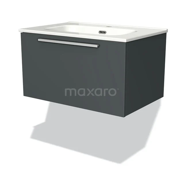 Modulo Vanity units with basin | 70 cm Dark grey Flat front Ceramic 1 drawer BMW11-00703
