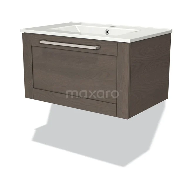 Wooden vanity units with basin, dark brown, wall-mounted, white ceramic basin, modern design.