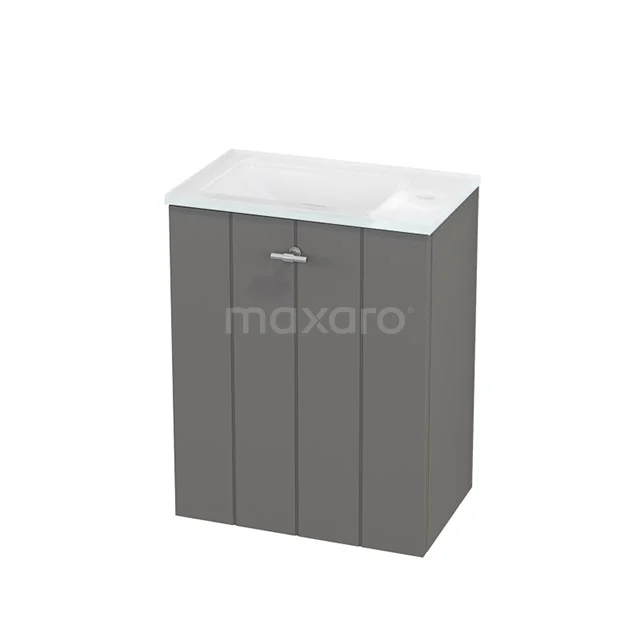 Grey bathroom furniture set with ceramic Basin, compact design and clean lines, ideal for small bathrooms.