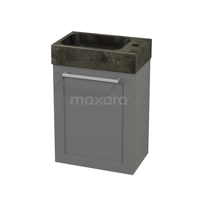 WC-Möbel mit Waschbecken aus Naturstein Modulo+ Pico Basalt 40cm BMC001094 Grauer Badschrank mit dunklem Natursteine Waschbecken, kompaktes Design geeignet für kleine Bäder, moderne Ausstrahlung.