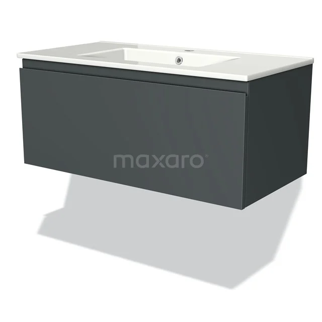 Modulo Vanity units with basin | 90 cm Dark grey Handle-less front Ceramic 1 drawer BMW11-00932