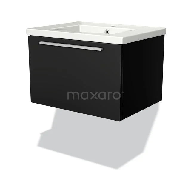 Modulo Vanity units with basin | 60 cm Matte black Flat front Ceramic 1 drawer BMW11-01077